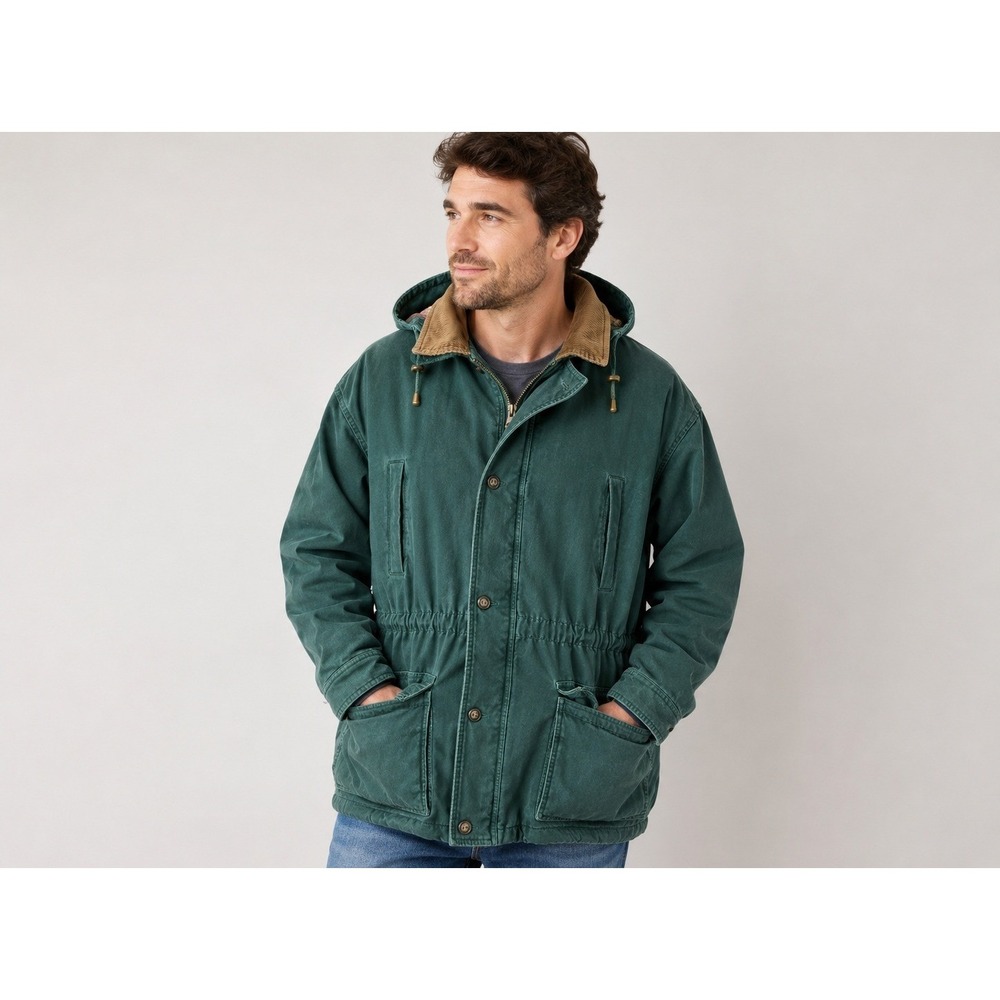 Vintage 90s Urban Equipment Barn Jacket Tall Green Corduroy Plaid Lined MenS XXL